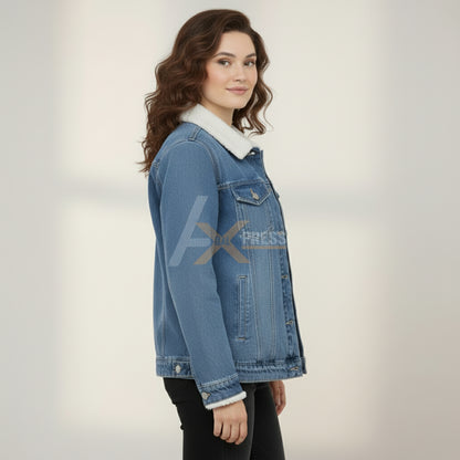 Fur-Collar Winter Denim Jacket