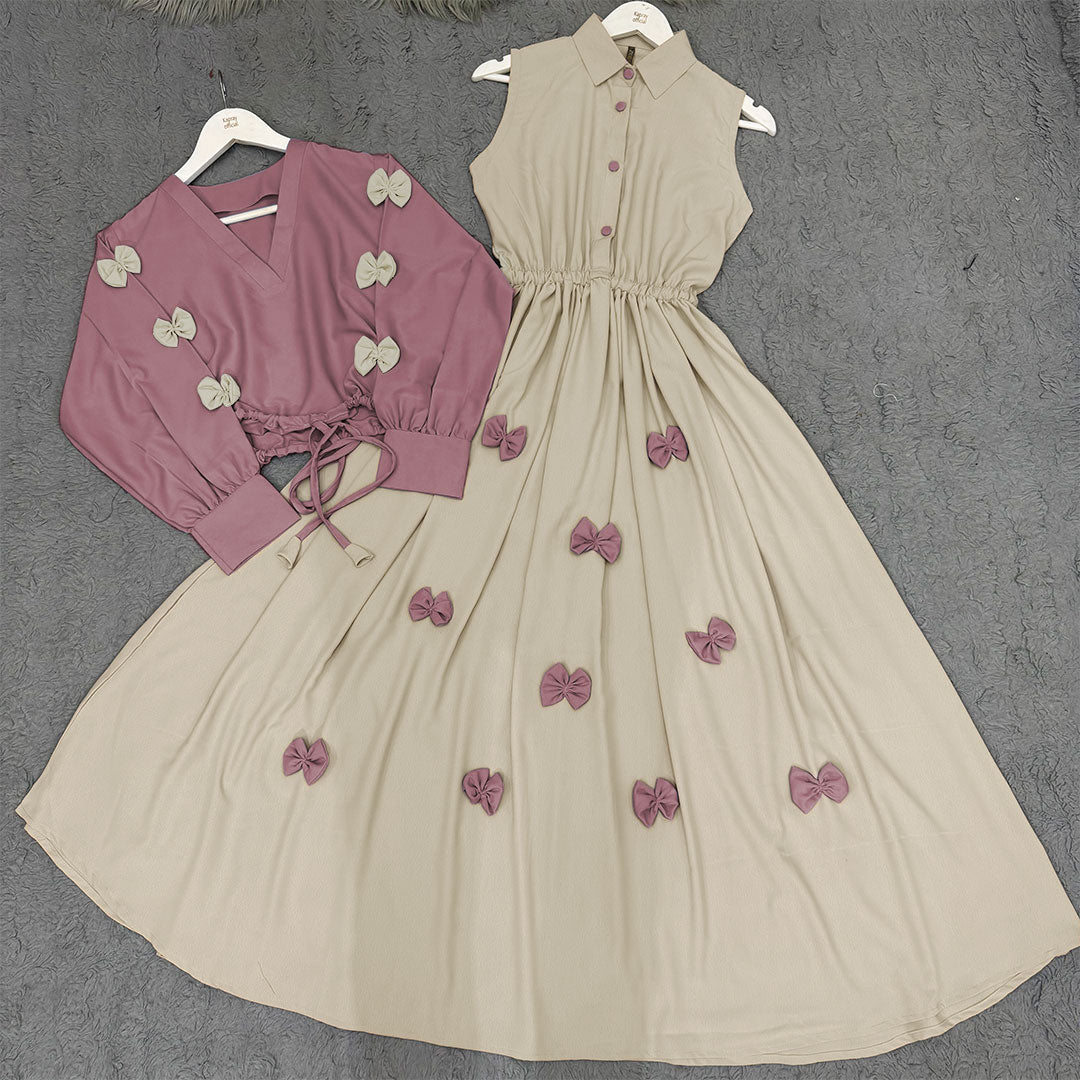 Classic Wine Bow Embellished Maxi – 2-Piece Set