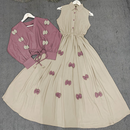 Classic Wine Bow Embellished Maxi – 2-Piece Set