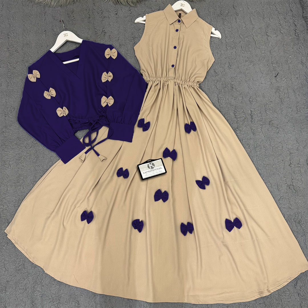 Classic Wine Bow Embellished Maxi – 2-Piece Set