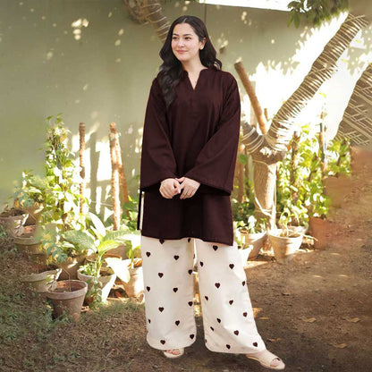 Heart Embroidered Khaddar 2-Piece Set