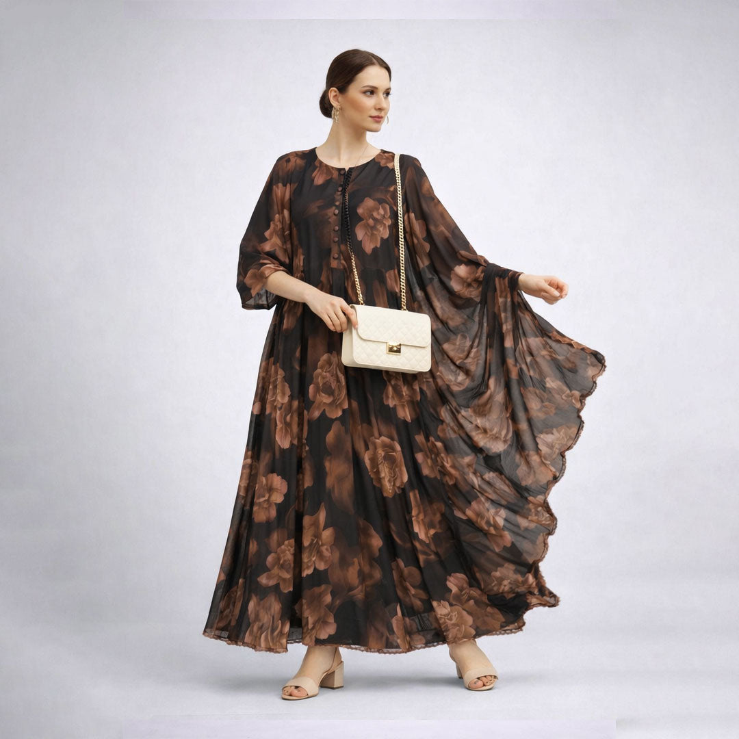 Bonanza  2-Piece Suit Floral Frock with Dupatta