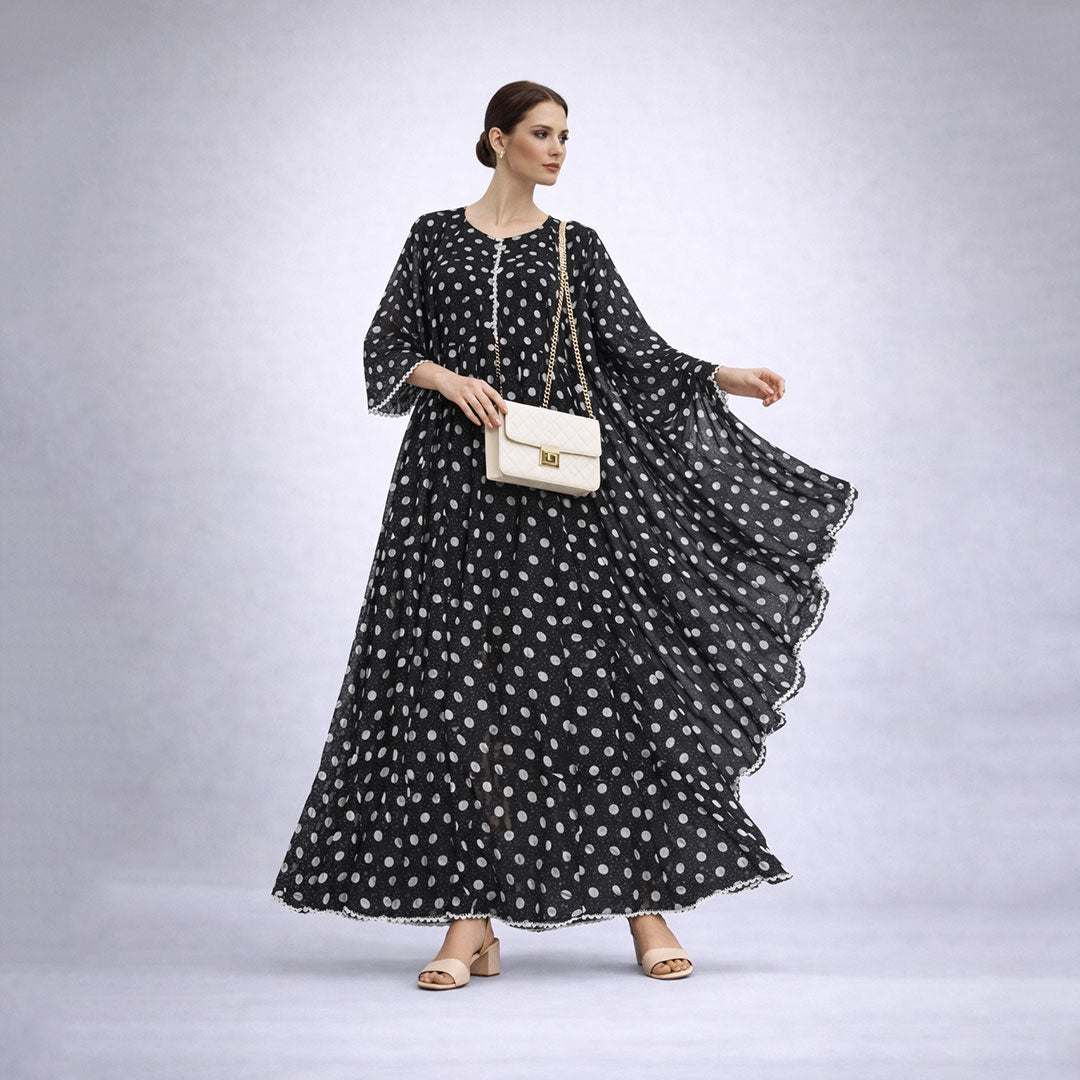 Bonanza  2-Piece Suit Floral Frock with Dupatta
