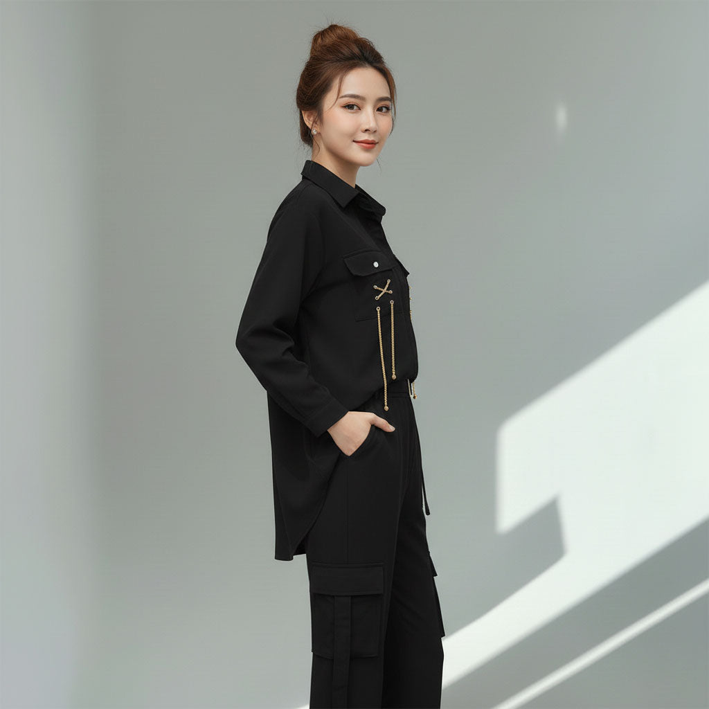 Two-Piece Set with Chain & Pocket