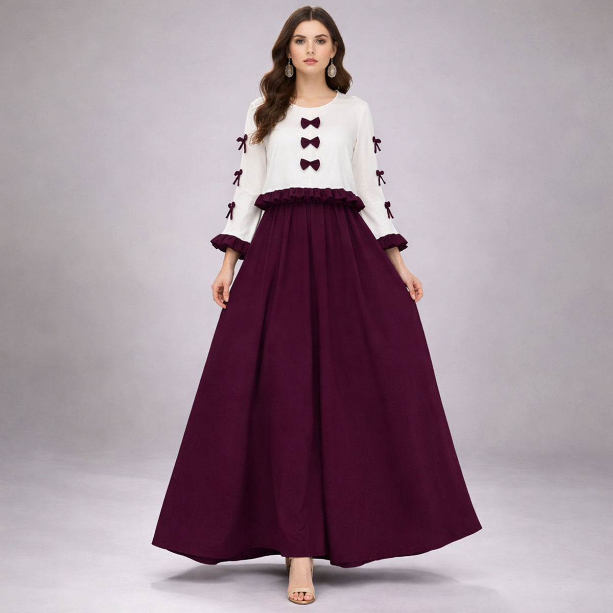Ribbon Tie Elegant Maxi 2-Piece Dress