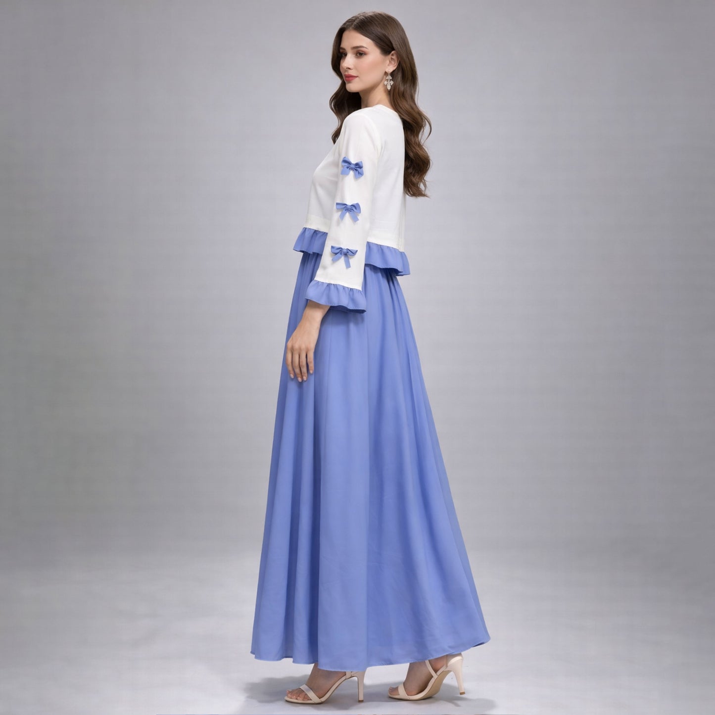 Ribbon Tie Elegant Maxi 2-Piece Dress