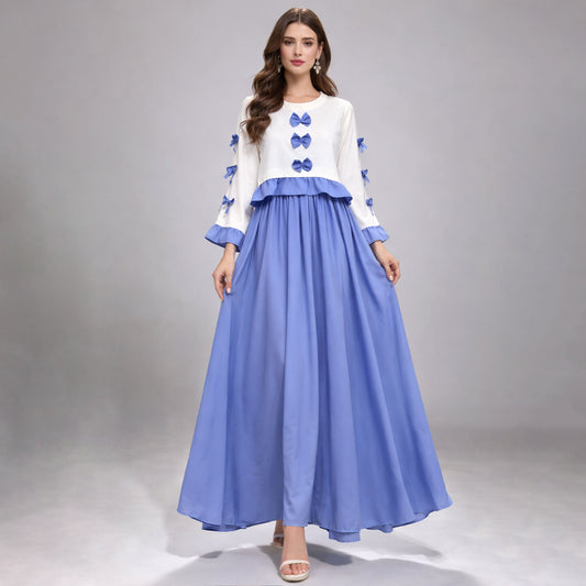 Ribbon Tie Elegant Maxi 2-Piece Dress