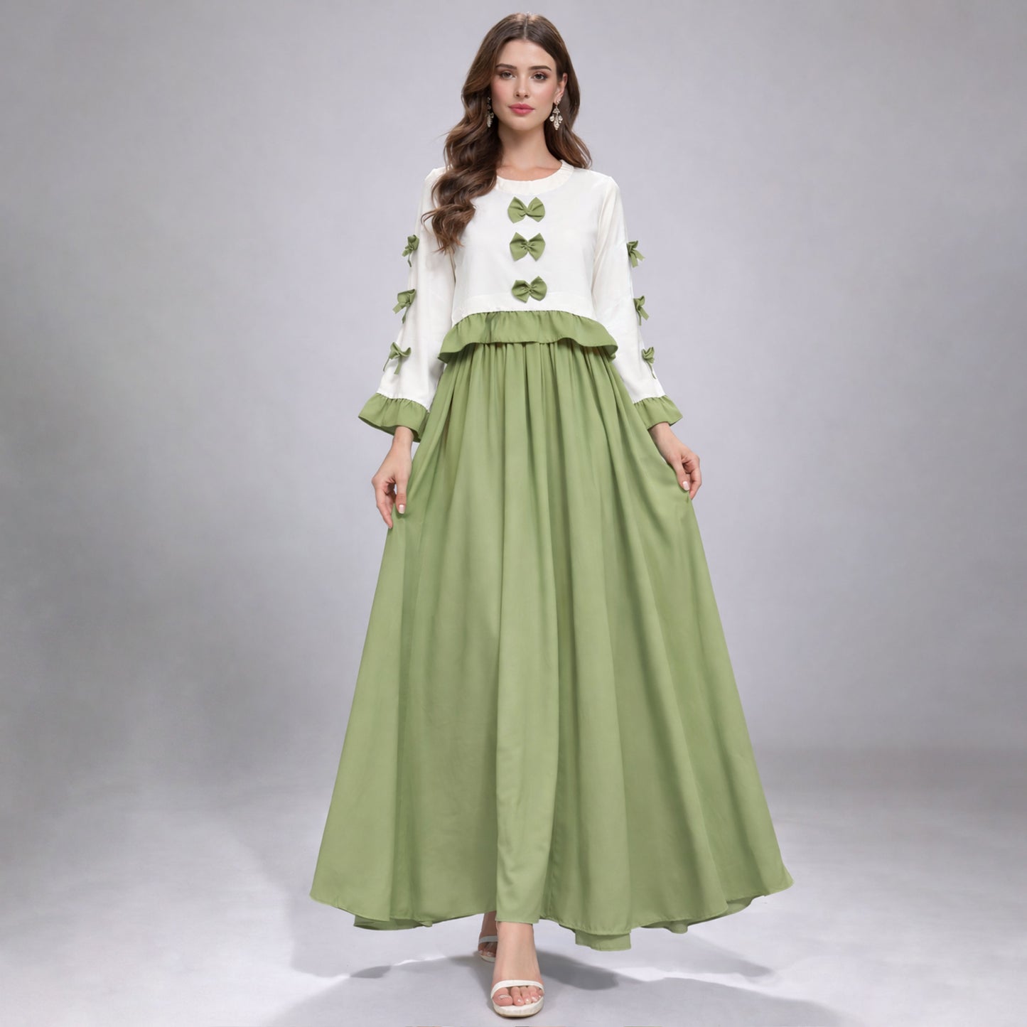 Ribbon Tie Elegant Maxi 2-Piece Dress