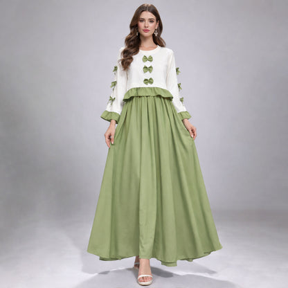 Ribbon Tie Elegant Maxi 2-Piece Dress