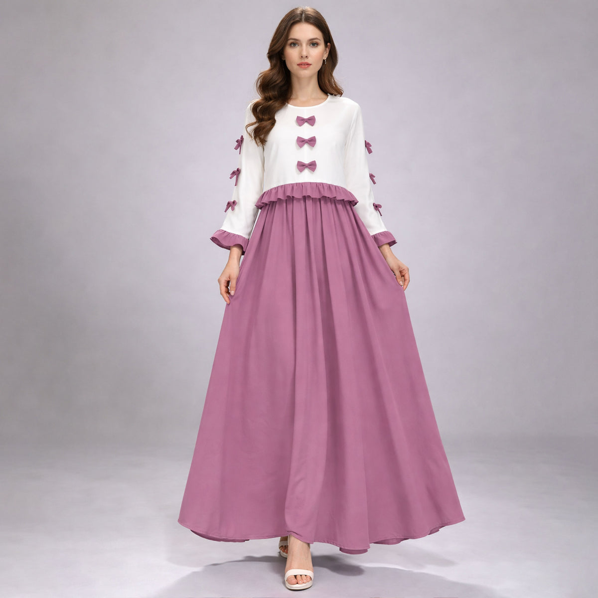 Ribbon Tie Elegant Maxi 2-Piece Dress