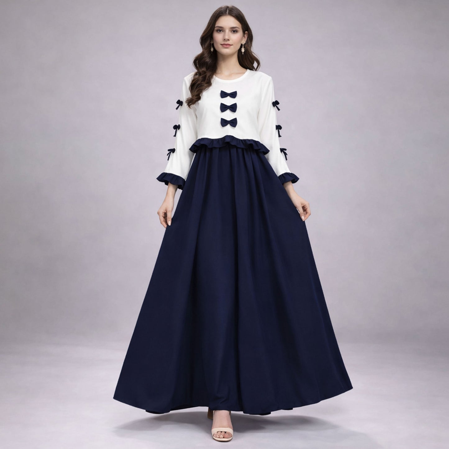 Ribbon Tie Elegant Maxi 2-Piece Dress