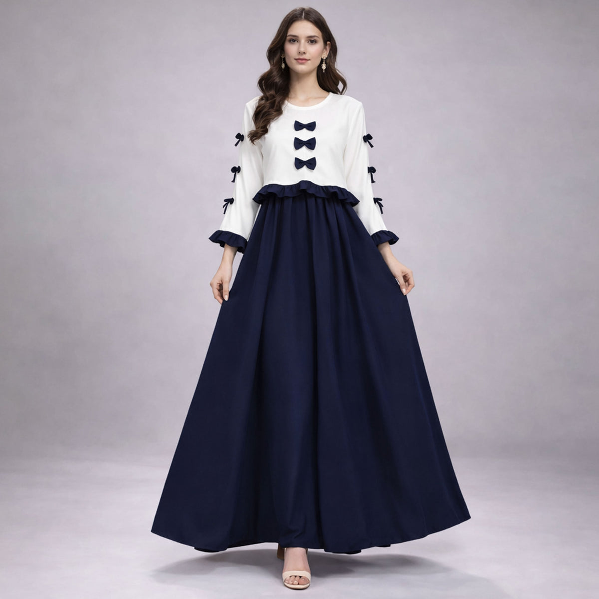 Ribbon Tie Elegant Maxi 2-Piece Dress
