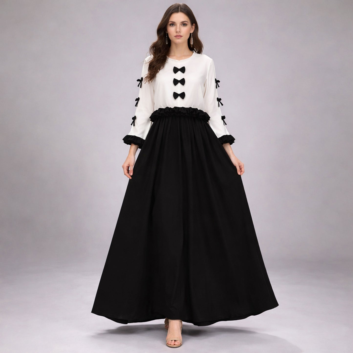 Ribbon Tie Elegant Maxi 2-Piece Dress