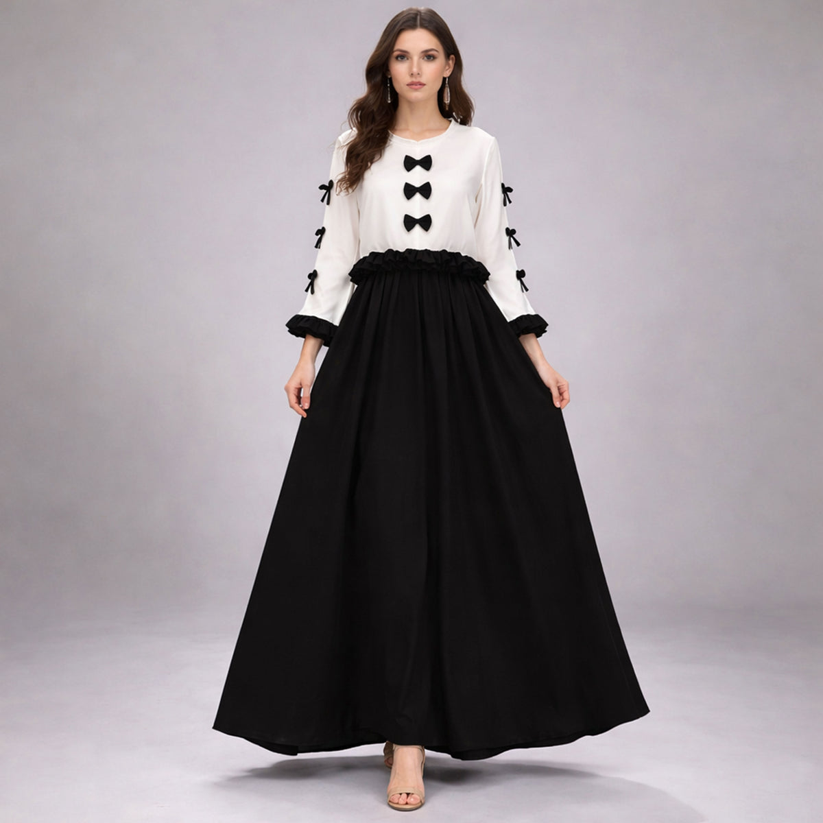 Ribbon Tie Elegant Maxi 2-Piece Dress