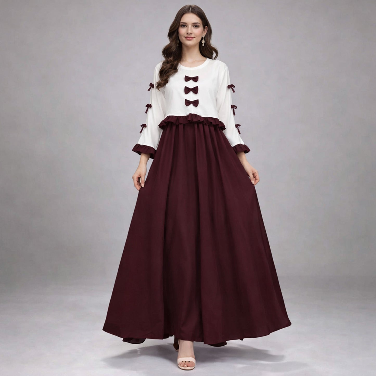 Ribbon Tie Elegant Maxi 2-Piece Dress