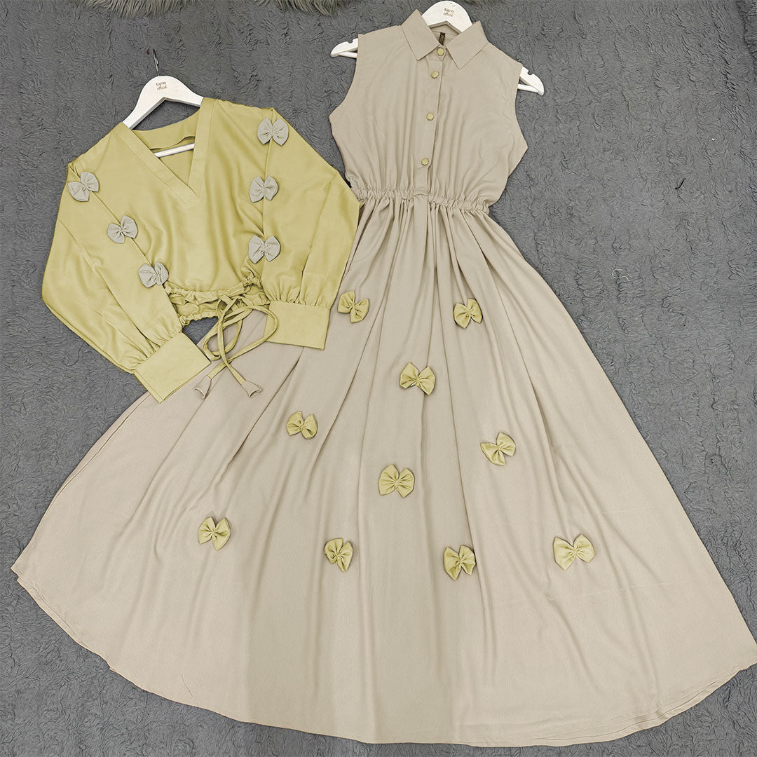 Classic Wine Bow Embellished Maxi – 2-Piece Set