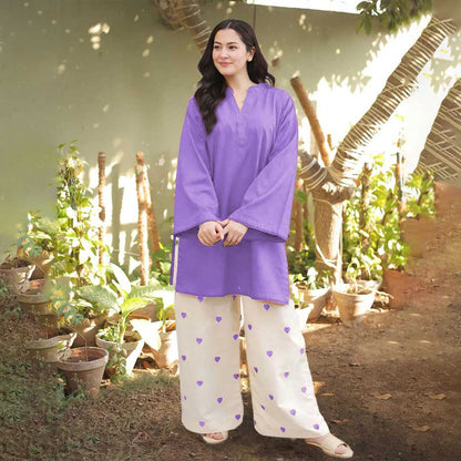 Heart Embroidered Khaddar 2-Piece Set