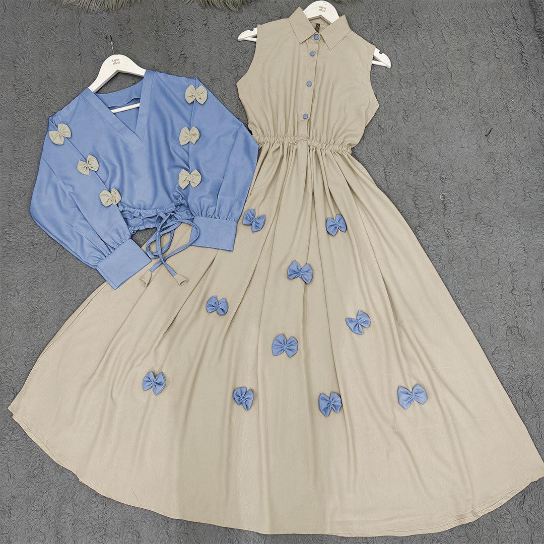 Classic Wine Bow Embellished Maxi – 2-Piece Set