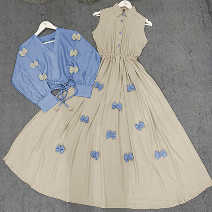 Classic Wine Bow Embellished Maxi – 2-Piece Set