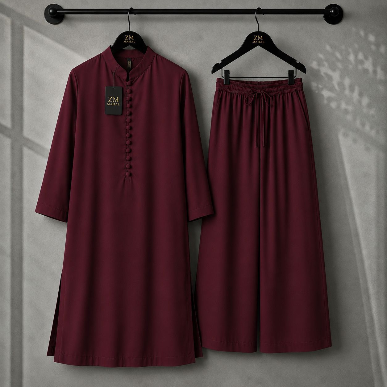 Women's Modest Kurta & Wide-Leg Trouser 2-Piece Set ZM-021