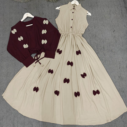 Classic Wine Bow Embellished Maxi – 2-Piece Set