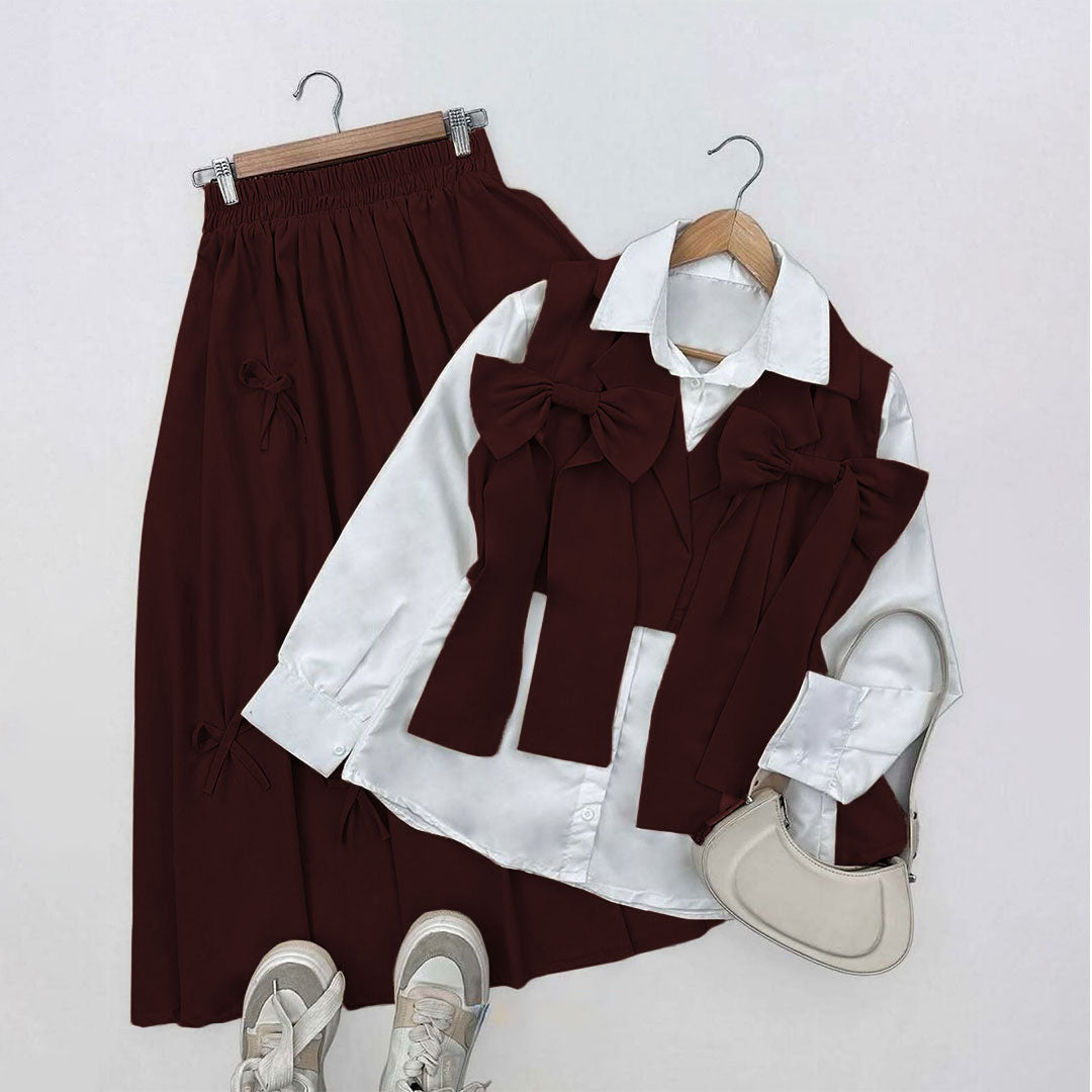 Ribbon Charm Layered 3-Piece Suit