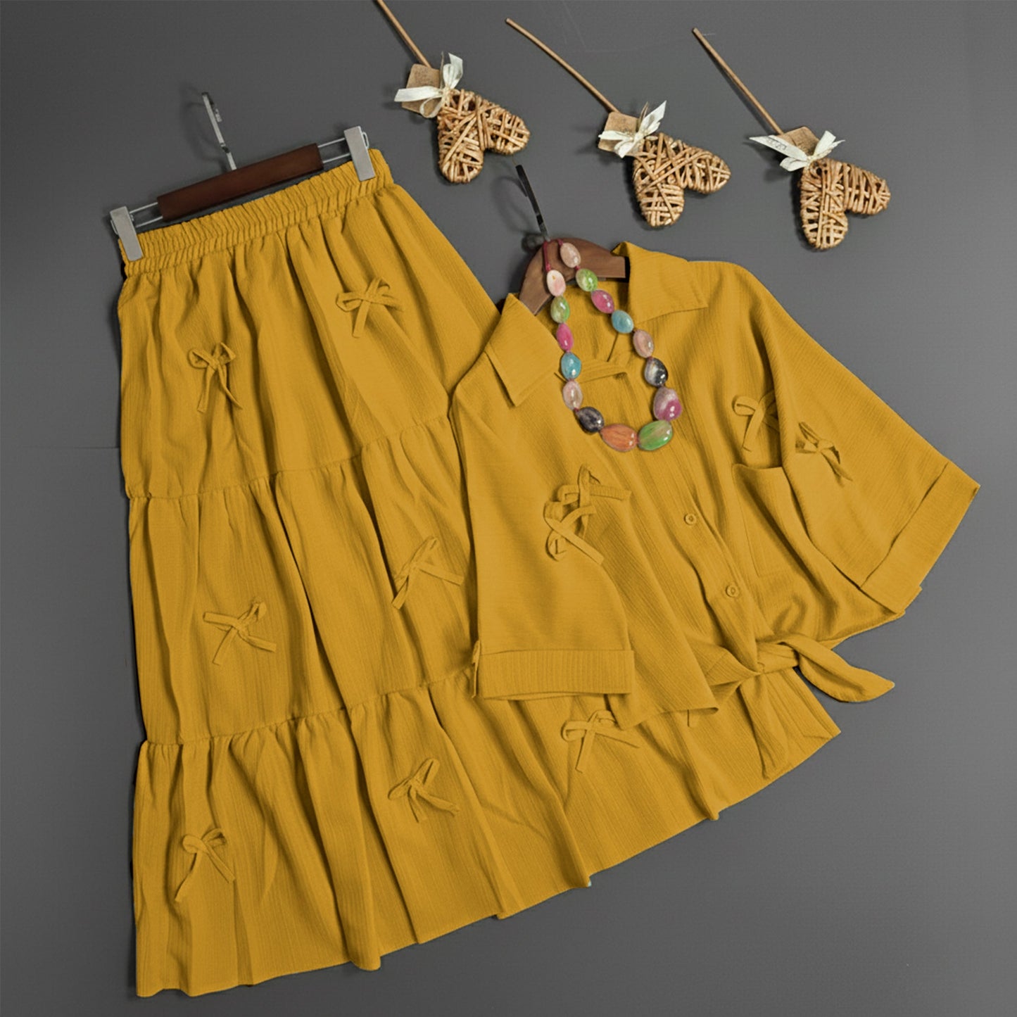 Luxe Bow Ribbon Charm 2-Piece Ensemble