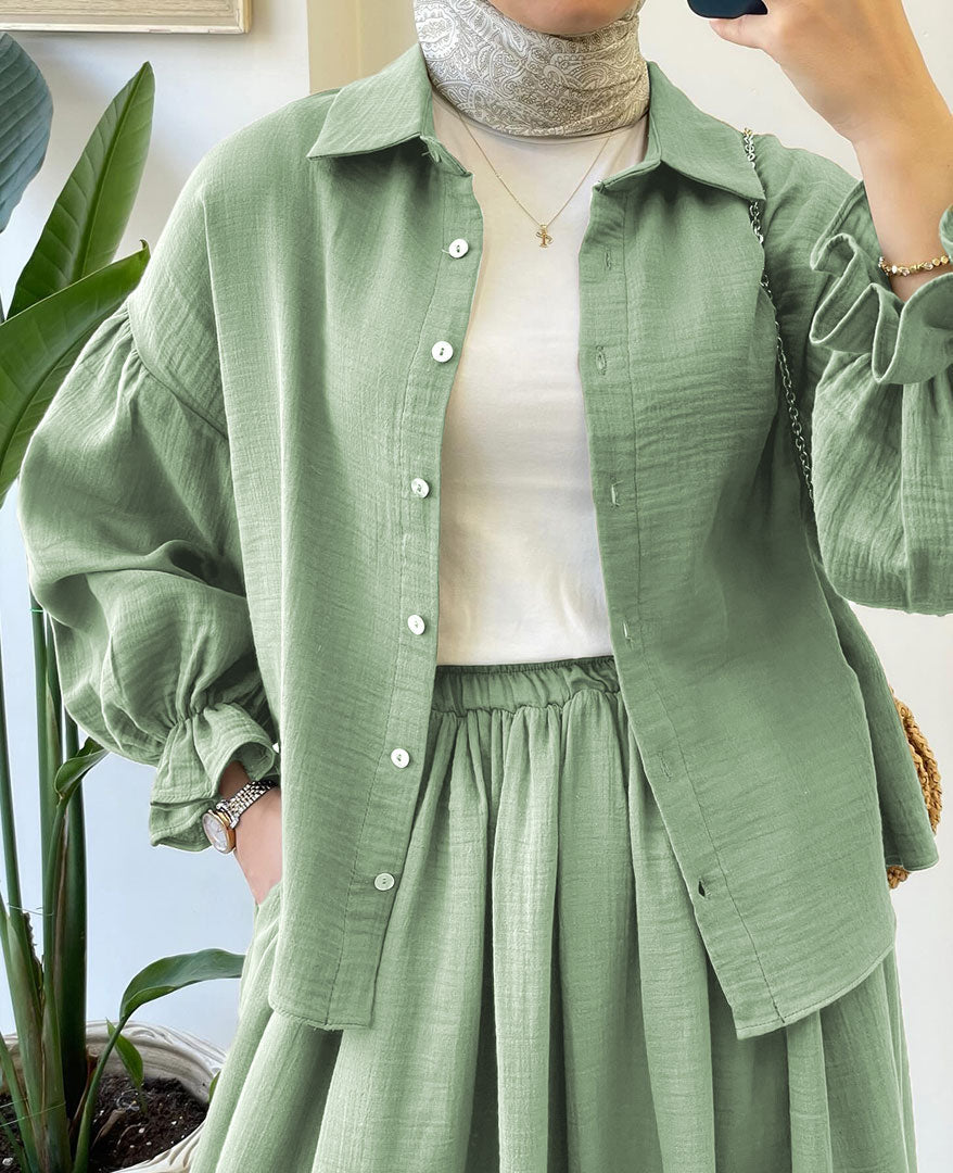 Muslin-Feel Georgette 2-Piece Outfit – Soft, Flowy & Chic