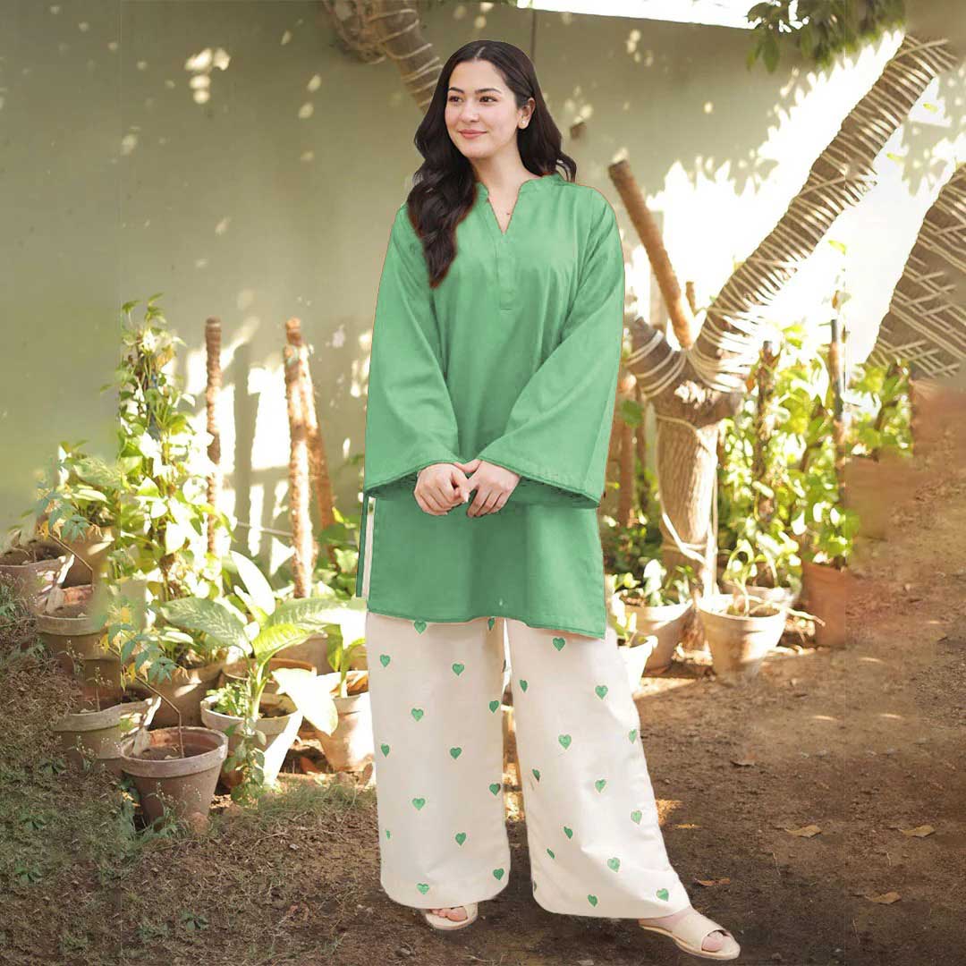 Heart Embroidered Khaddar 2-Piece Set