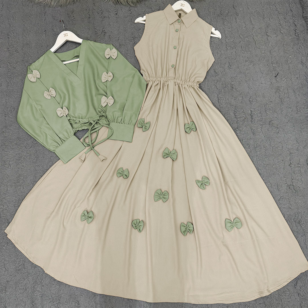 Classic Wine Bow Embellished Maxi – 2-Piece Set