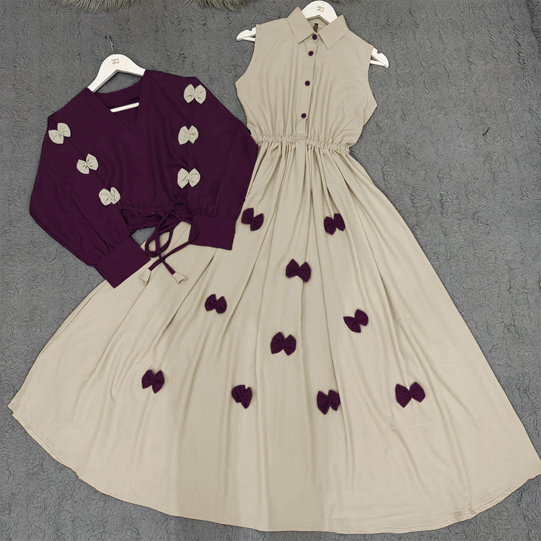 Classic Wine Bow Embellished Maxi – 2-Piece Set