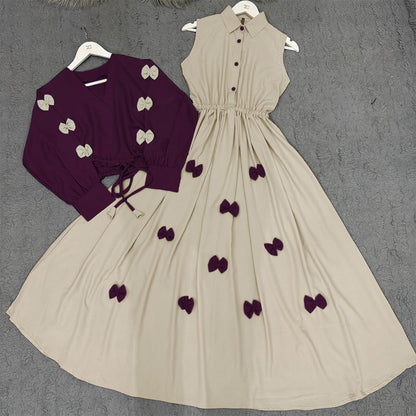 Classic Wine Bow Embellished Maxi – 2-Piece Set