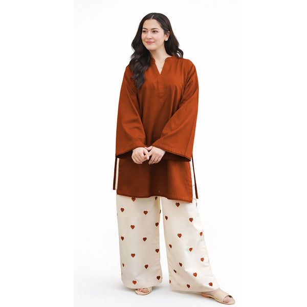 Heart Embroidered Khaddar 2-Piece Set