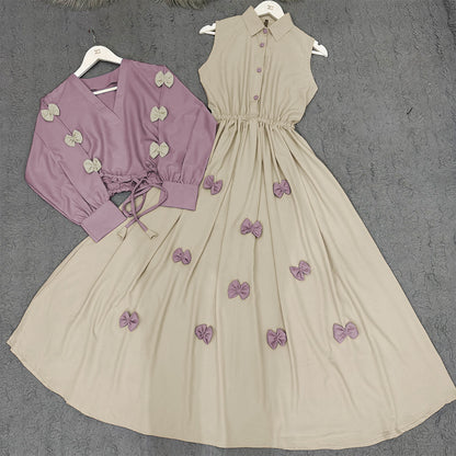 Classic Wine Bow Embellished Maxi – 2-Piece Set