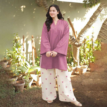 Heart Embroidered Khaddar 2-Piece Set