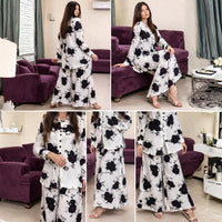 Floral Print Georgette Co-Ord Set for Women – Button Down Shirt & Wide Leg Trousers (Imported Fabric)