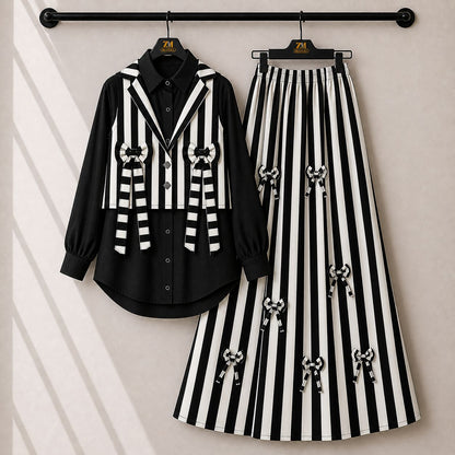 Urban Stripe Skirt Set 3-Piece