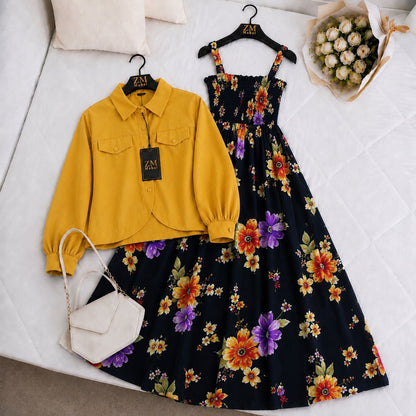 Mahal Bloom Jacket Maxi Set
