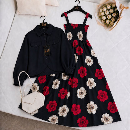 Mahal Bloom Jacket Maxi Set