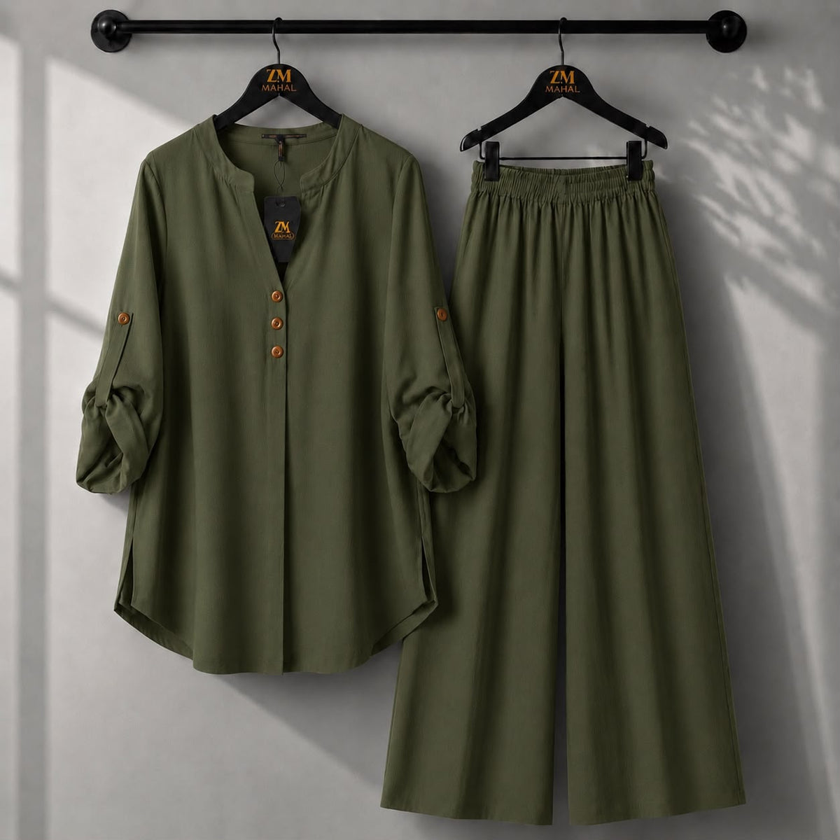 Solid Elara Co-Ord Set - NavyBlue, S | AmalXpress