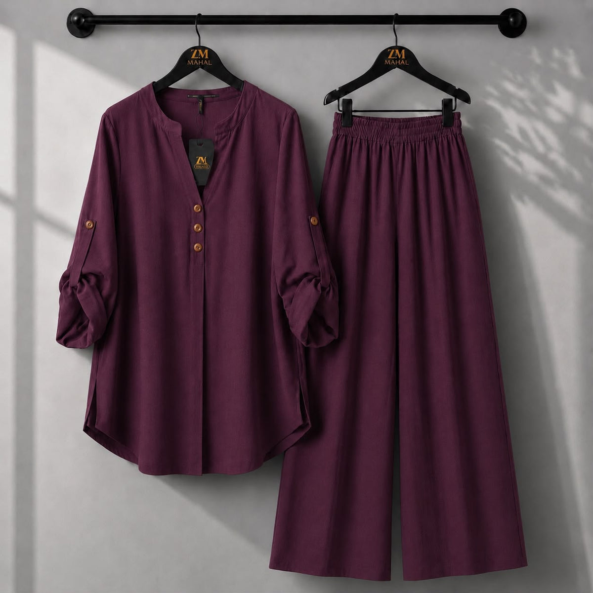 Solid Elara Co-Ord Set - Light Lavender, L | AmalXpress