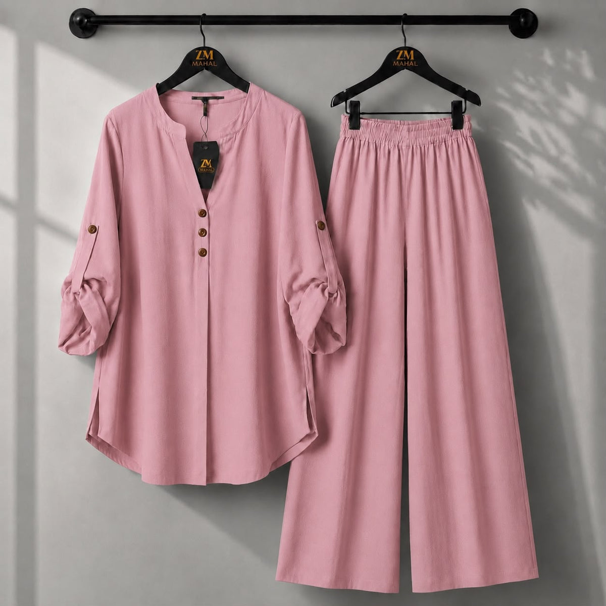 Solid Elara Co-Ord Set - NavyBlue, M | AmalXpress