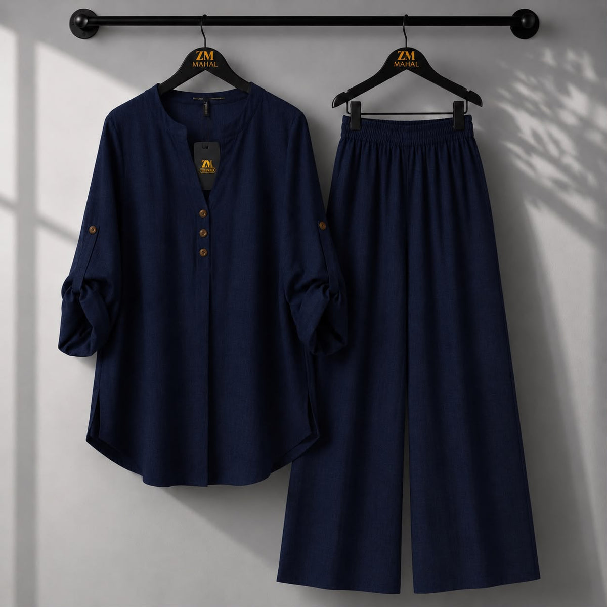 Solid Elara Co-Ord Set - Sky-Blue, S | AmalXpress