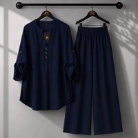 Solid Elara Co-Ord Set - Sky-Blue, S | AmalXpress
