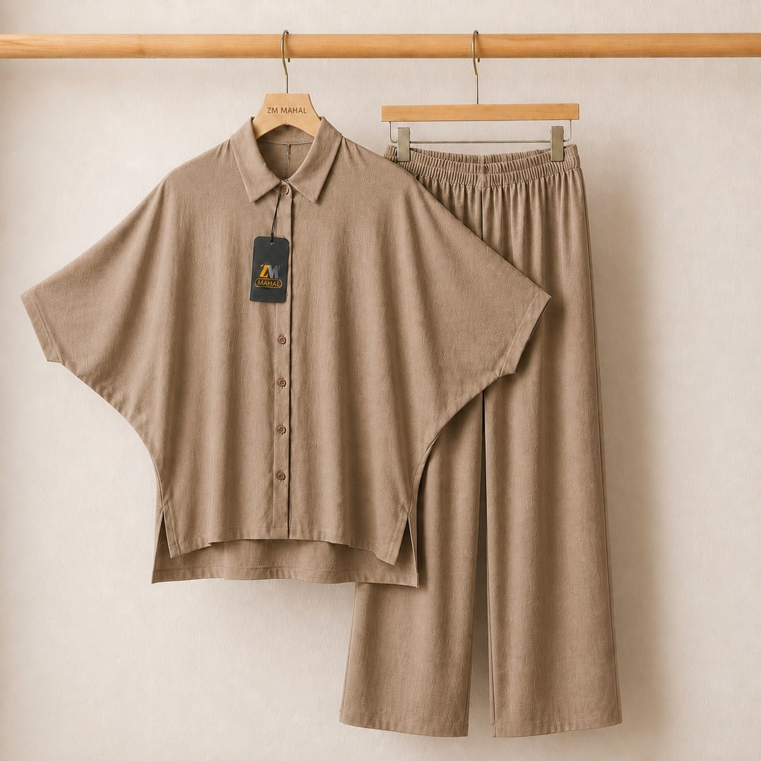 Mahal Luxe Batwing Shirt & Wide-Leg Co-Ord Set