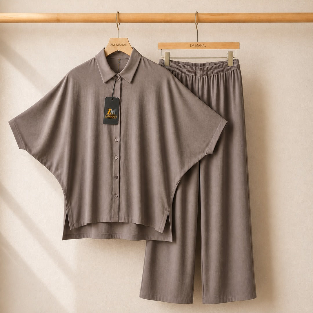 Mahal Luxe Batwing Shirt & Wide-Leg Co-Ord Set