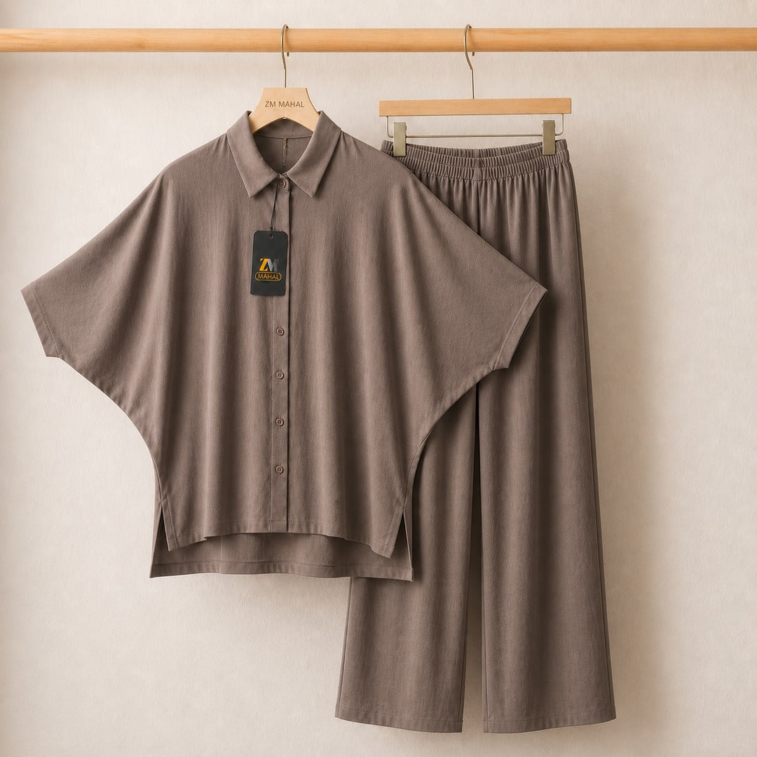 Mahal Luxe Batwing Shirt & Wide-Leg Co-Ord Set