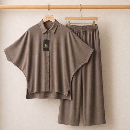 Mahal Luxe Batwing Shirt & Wide-Leg Co-Ord Set