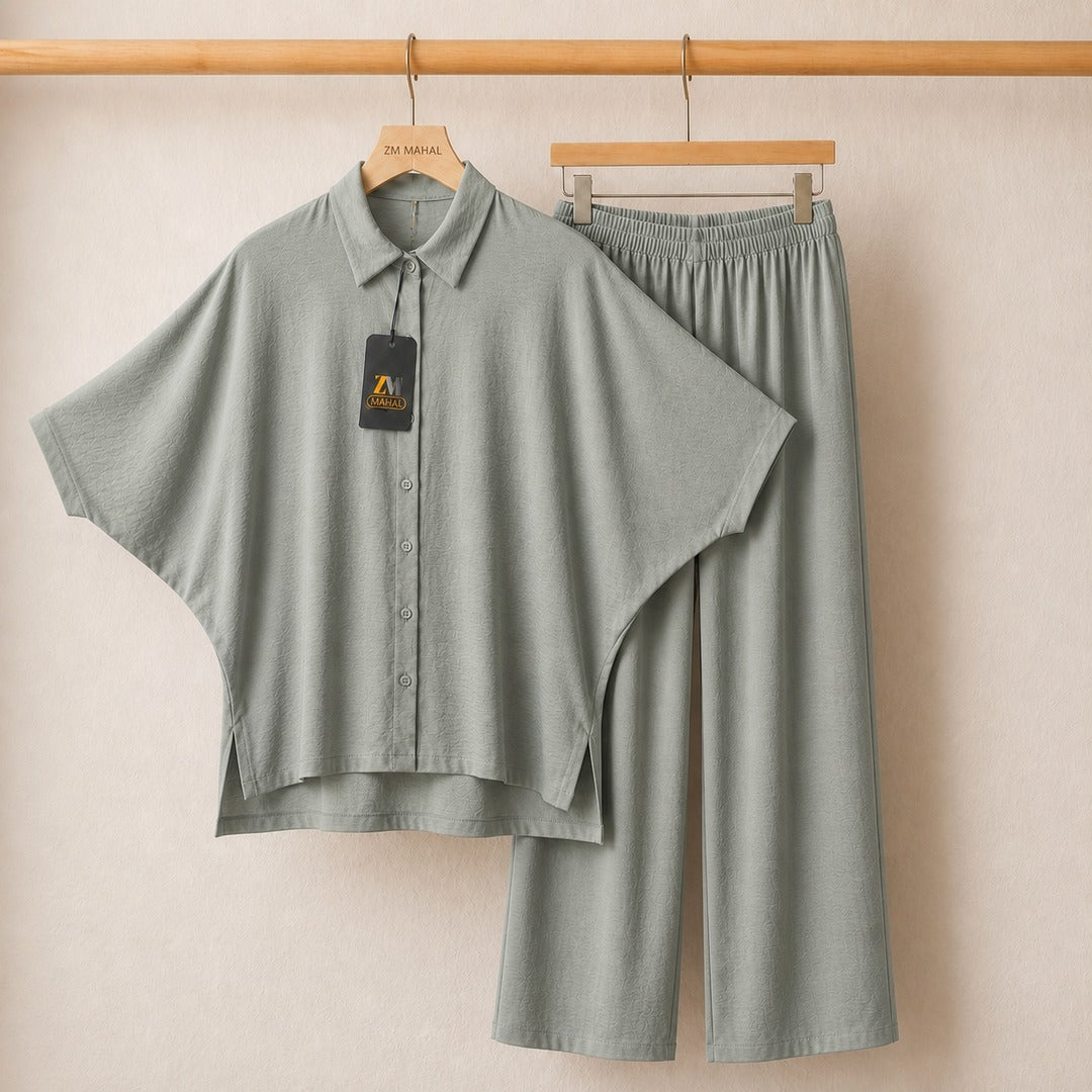 Mahal Luxe Batwing Shirt & Wide-Leg Co-Ord Set