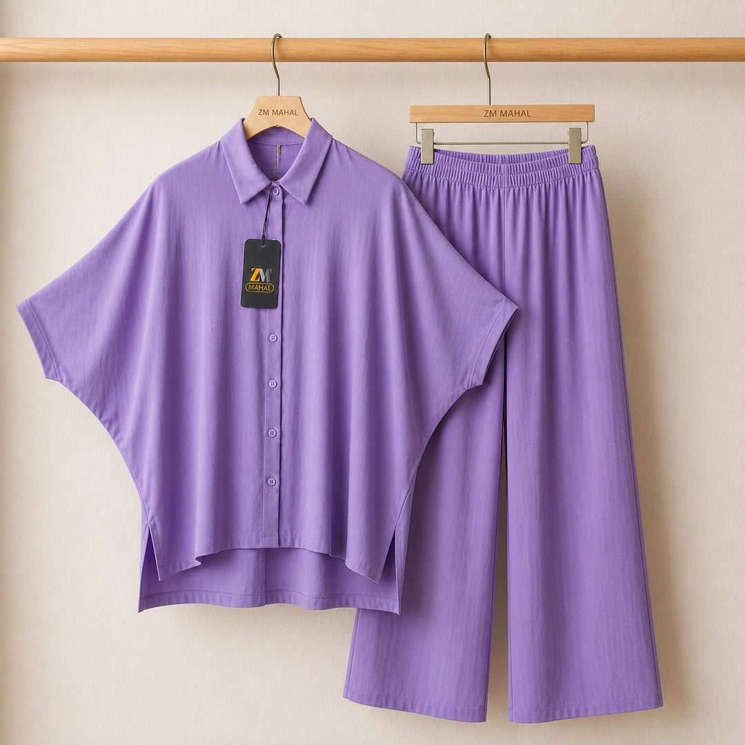 Mahal Luxe Batwing Shirt & Wide-Leg Co-Ord Set
